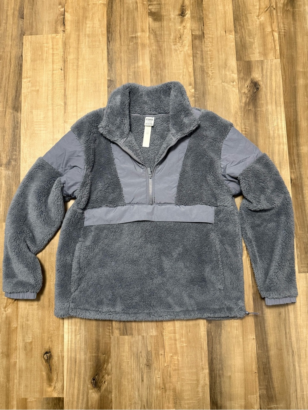 Victoria Secret Gray Fleece Half Zip Pullover Jacket Size L NWT